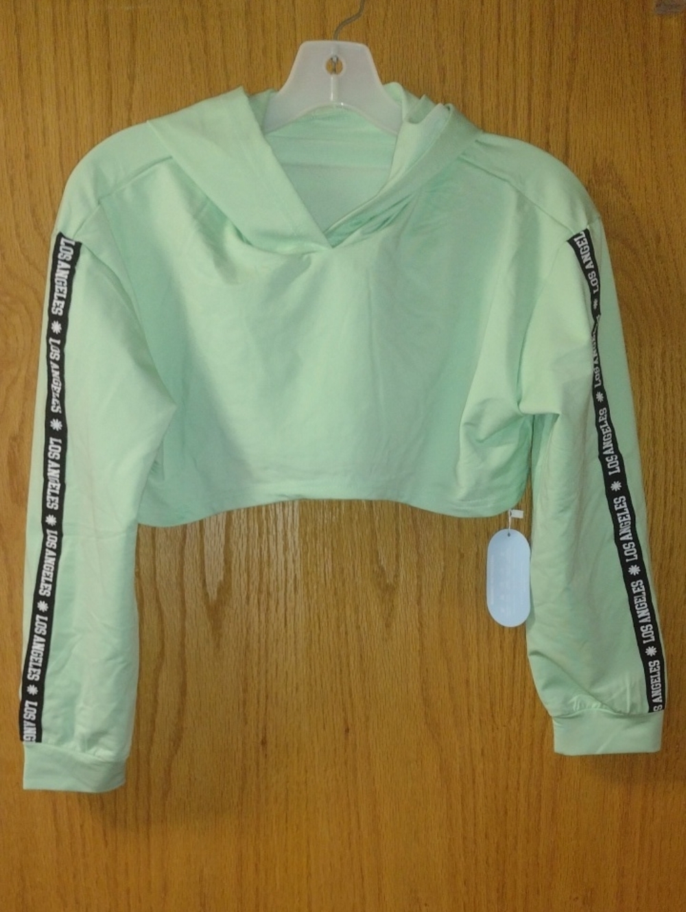 Hilinker Girls Cropped Mint Green Hoodie (J1398)